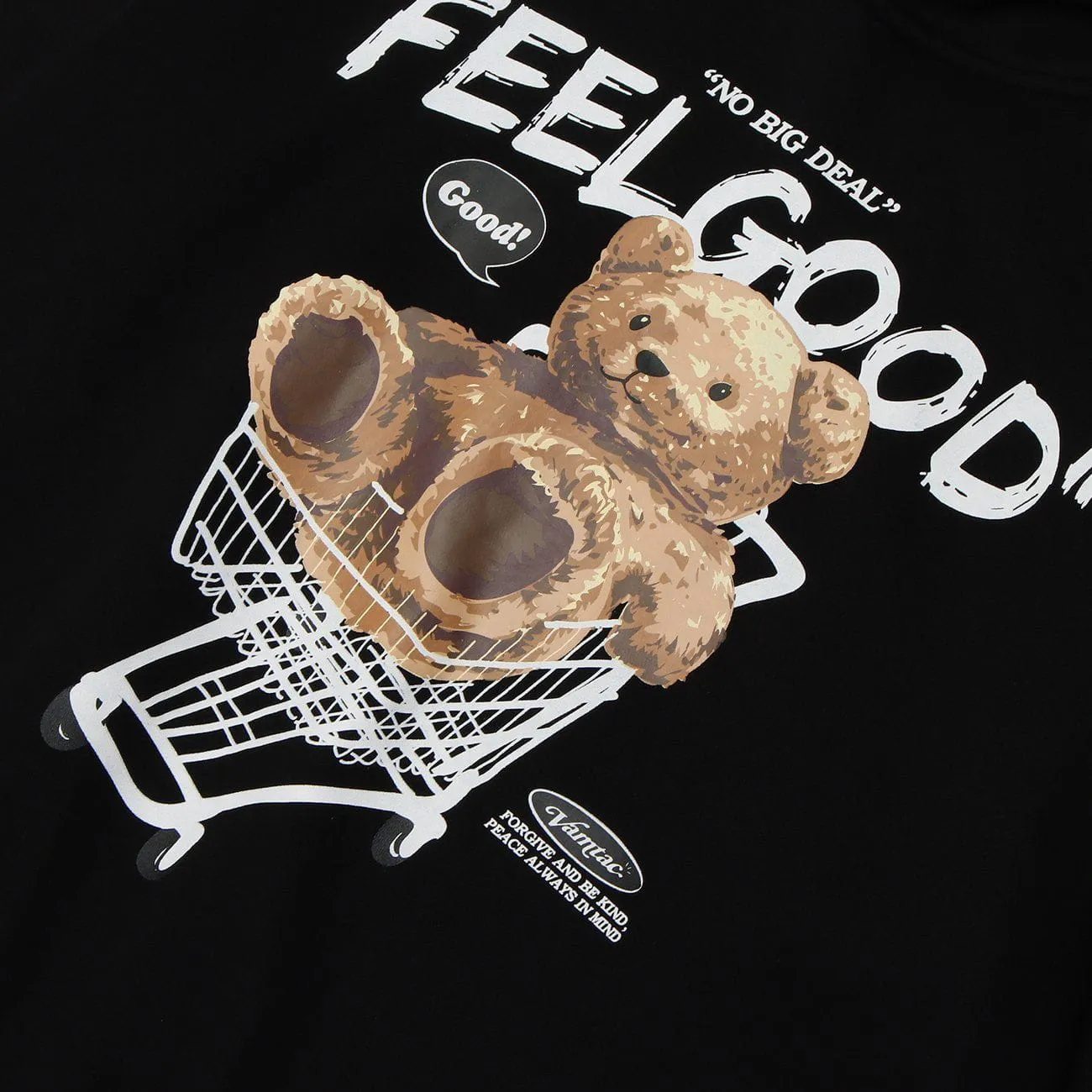 AlanBalen® - Bear Letter Shopping Cart Print Hoodie