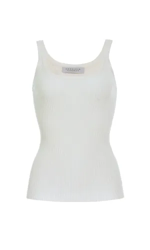 Alicia Knit Tank Top in Ivory Merino Wool