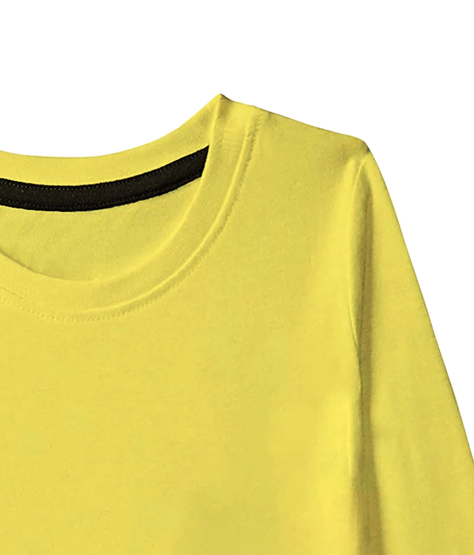 American-Elm Solid Cotton Round Neck Full Sleeves Yellow Tshirts for Boys