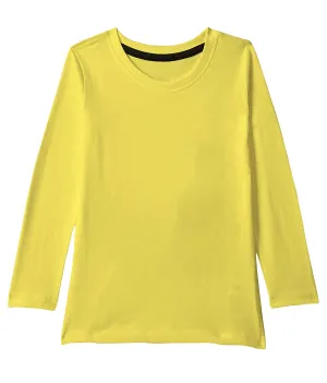 American-Elm Solid Cotton Round Neck Full Sleeves Yellow Tshirts for Boys