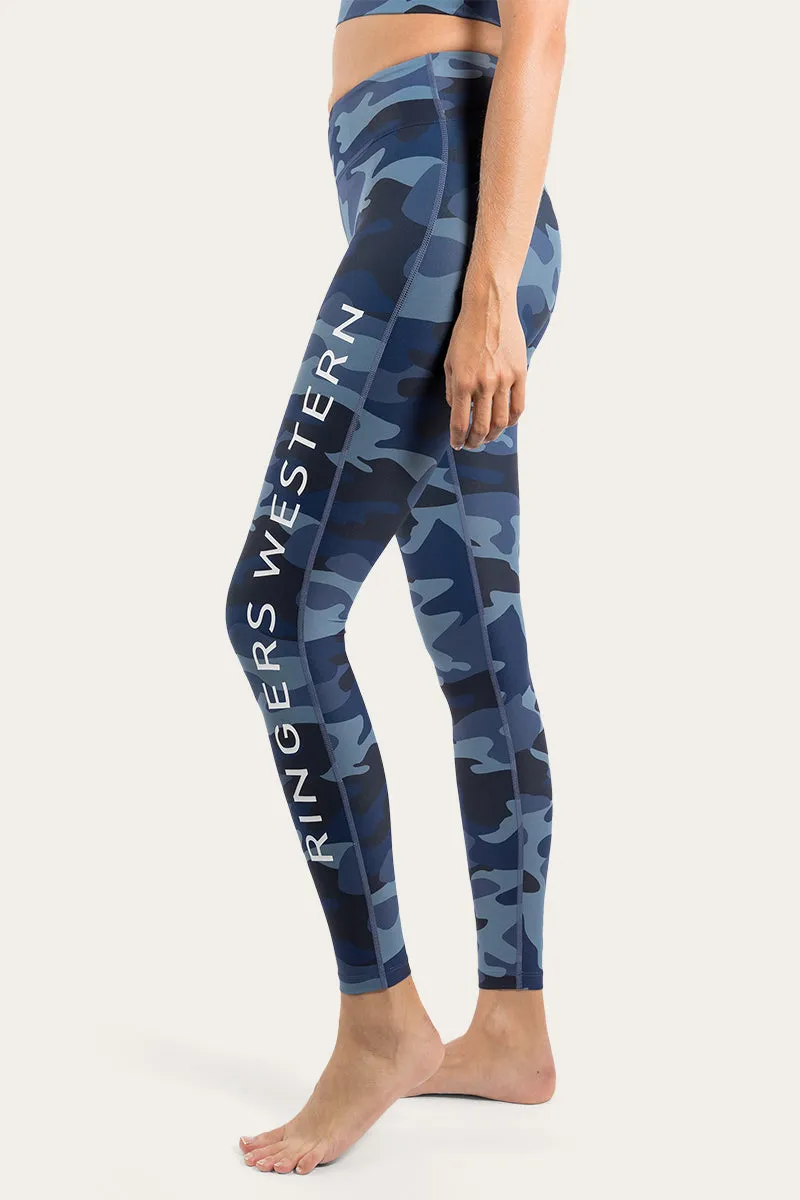 Anika Womens Full length Tights - Navy with Camo Print