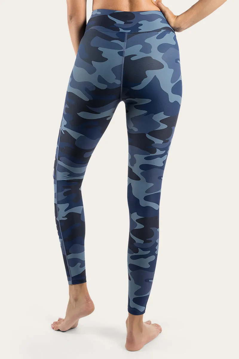 Anika Womens Full length Tights - Navy with Camo Print