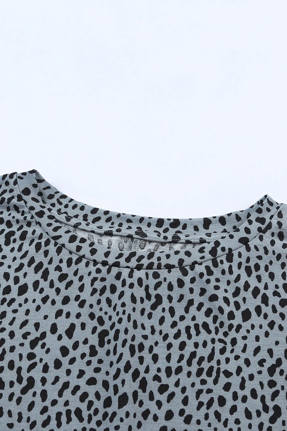 Animal Print Round Neck Tunic Tee with Pockets