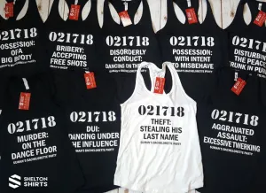 Bachelorette Mugshot Lineup with Crimes Funny Custom Party Racerback Tank Tops