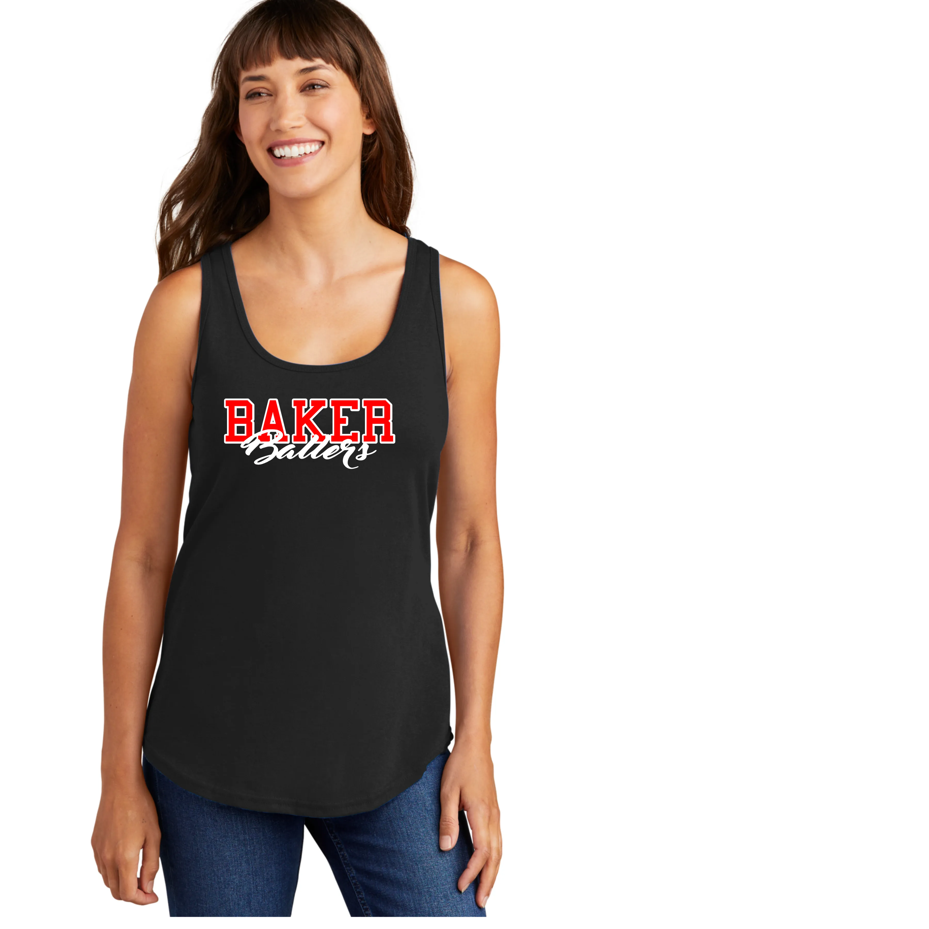 BAKER BALLERS COTTON LADIES FIT REG TANK  WORD LOGO