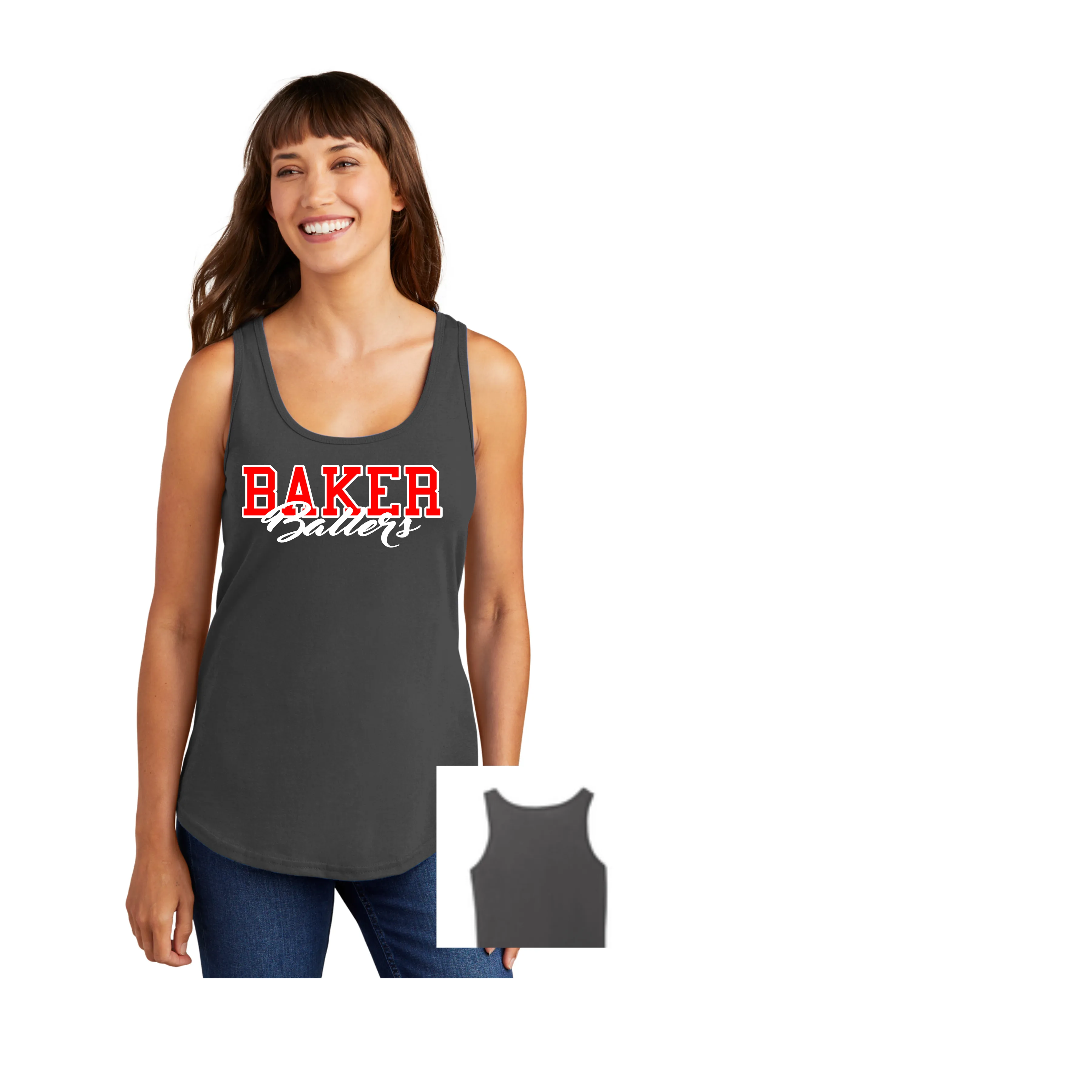 BAKER BALLERS COTTON LADIES FIT REG TANK  WORD LOGO