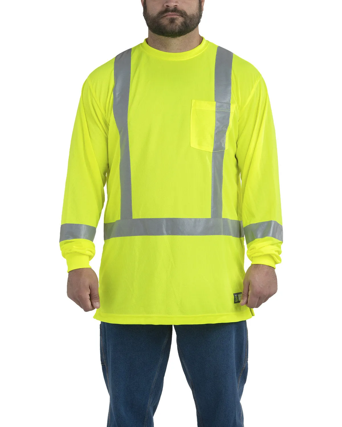 Berne Men's Hi-Vis Class 3 Performance Long Sleeve Pocket T-Shirt