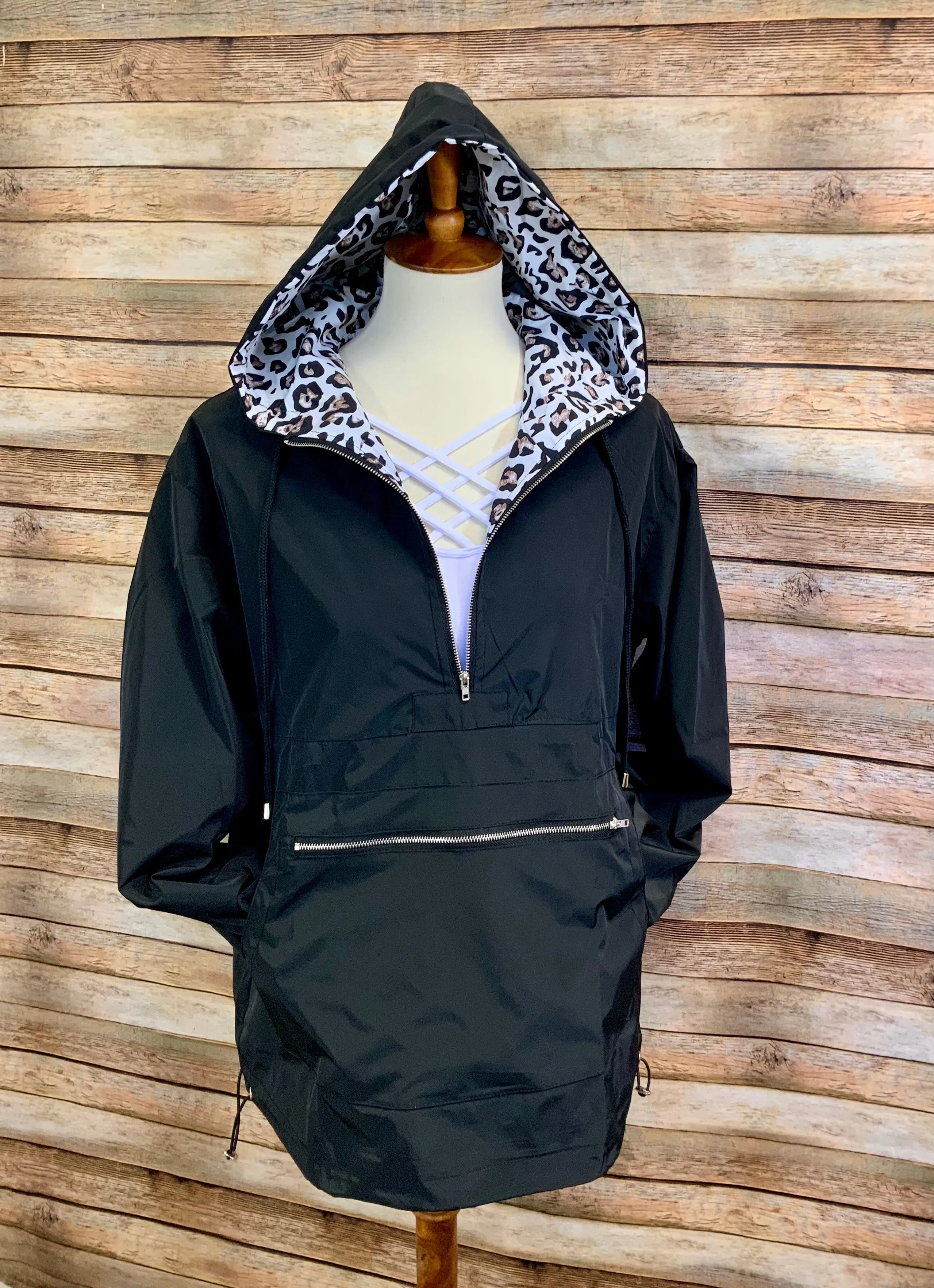 Black and Leopard Windbreaker