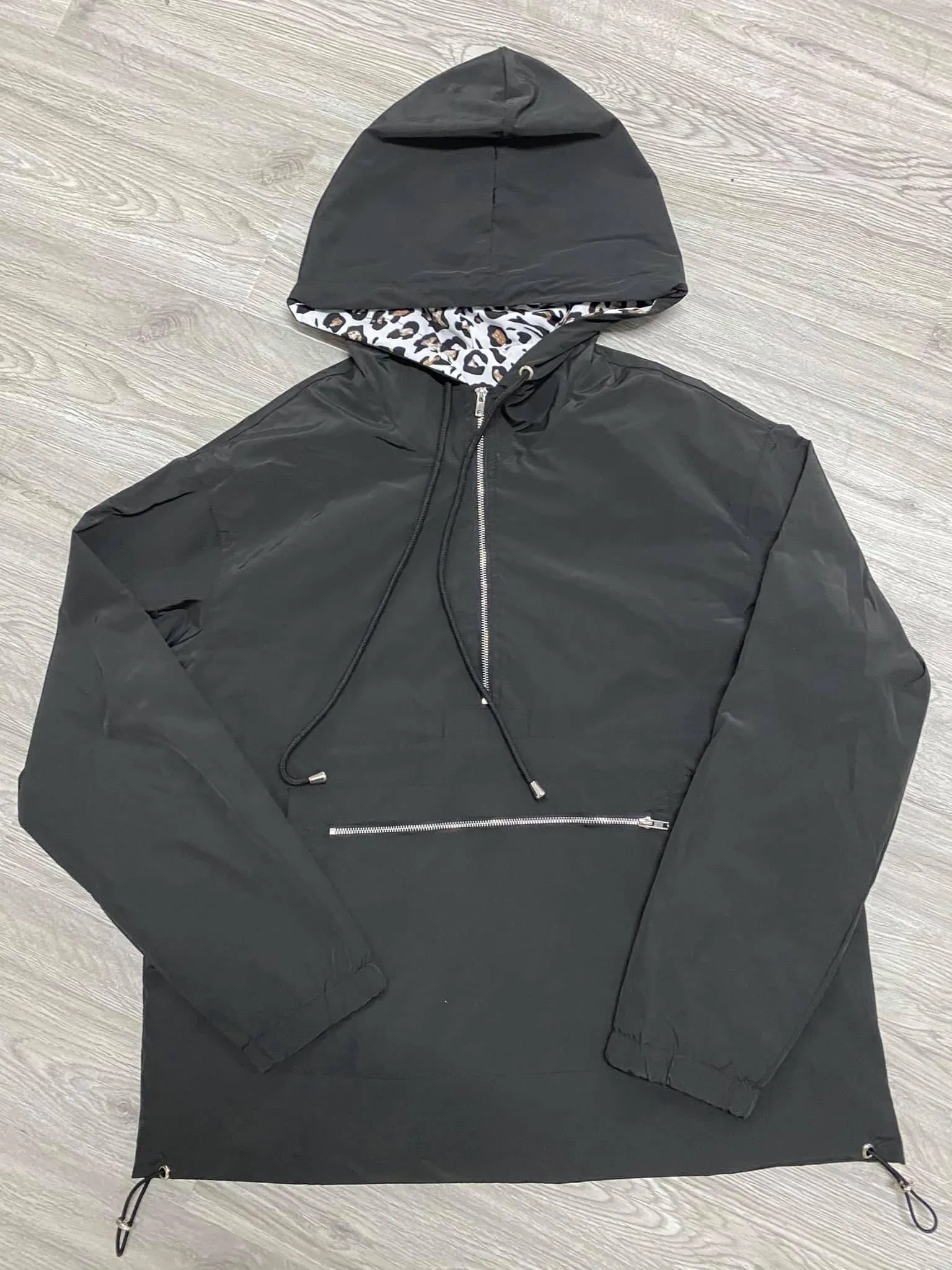 Black and Leopard Windbreaker