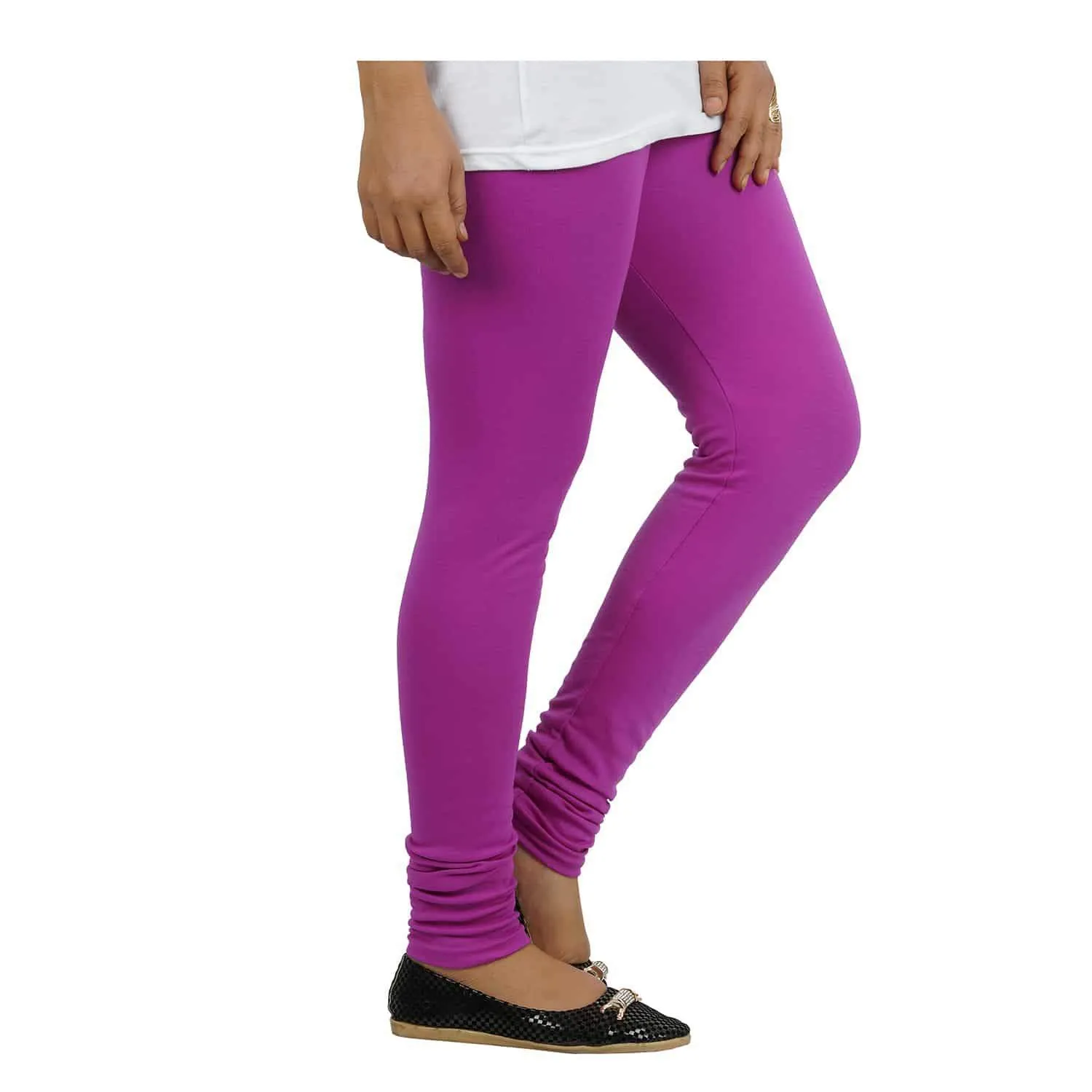 Brinjal Purple Plain Churidar Lycra Leggings