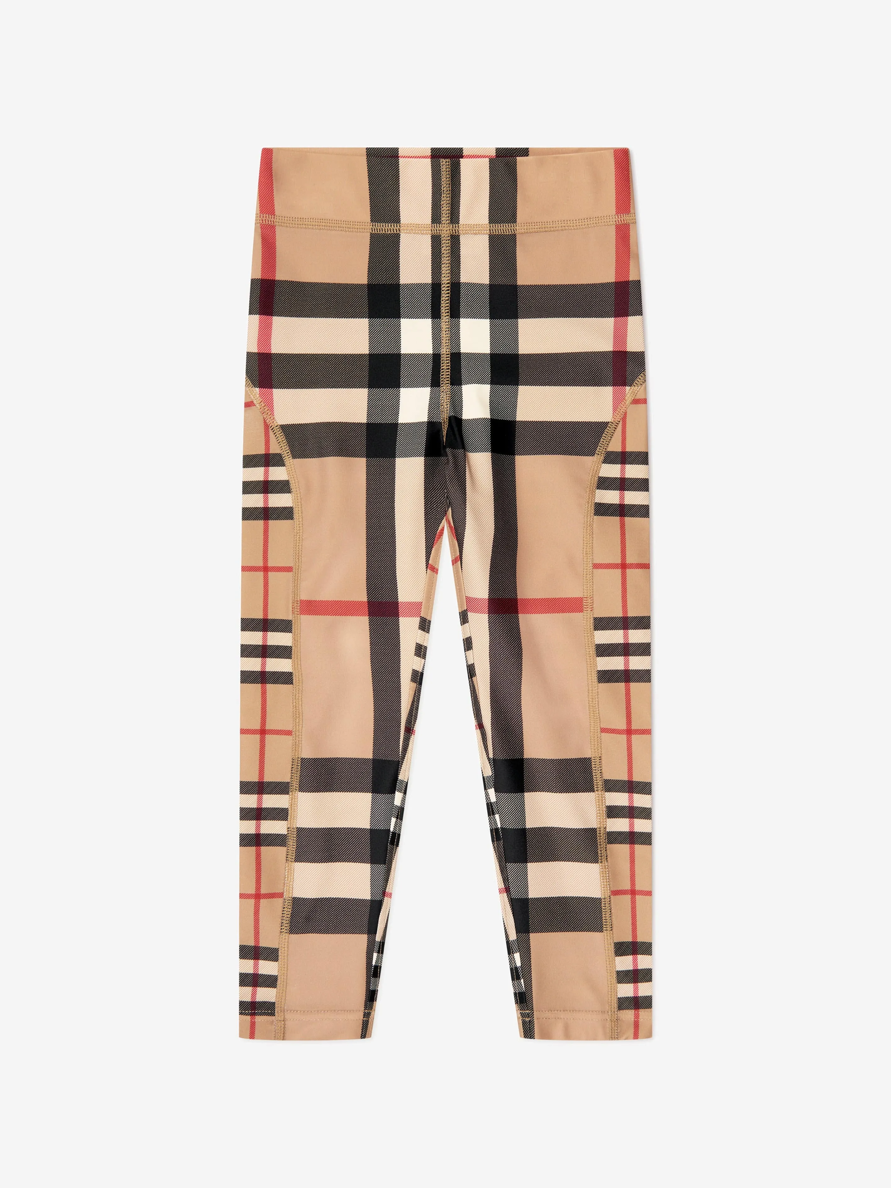 Burberry Girls Isabella Check Leggings in Beige