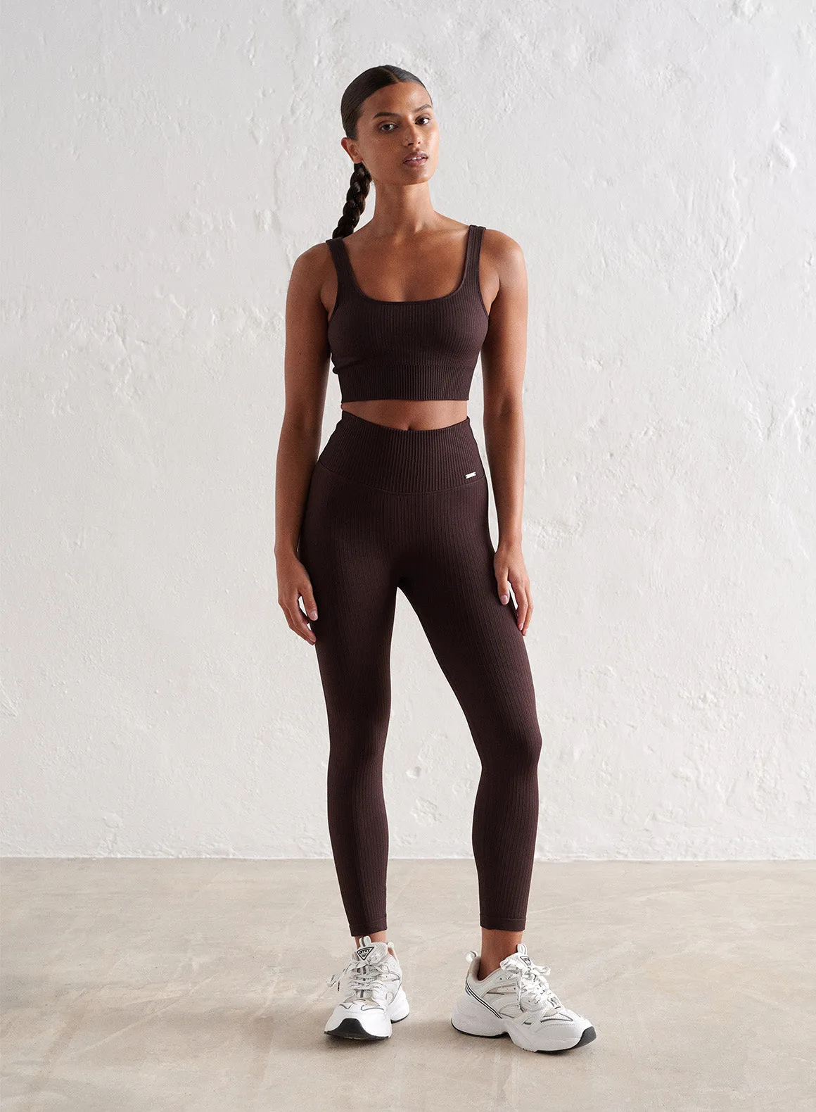 Cacao Ribbed Seamless Petite Tights