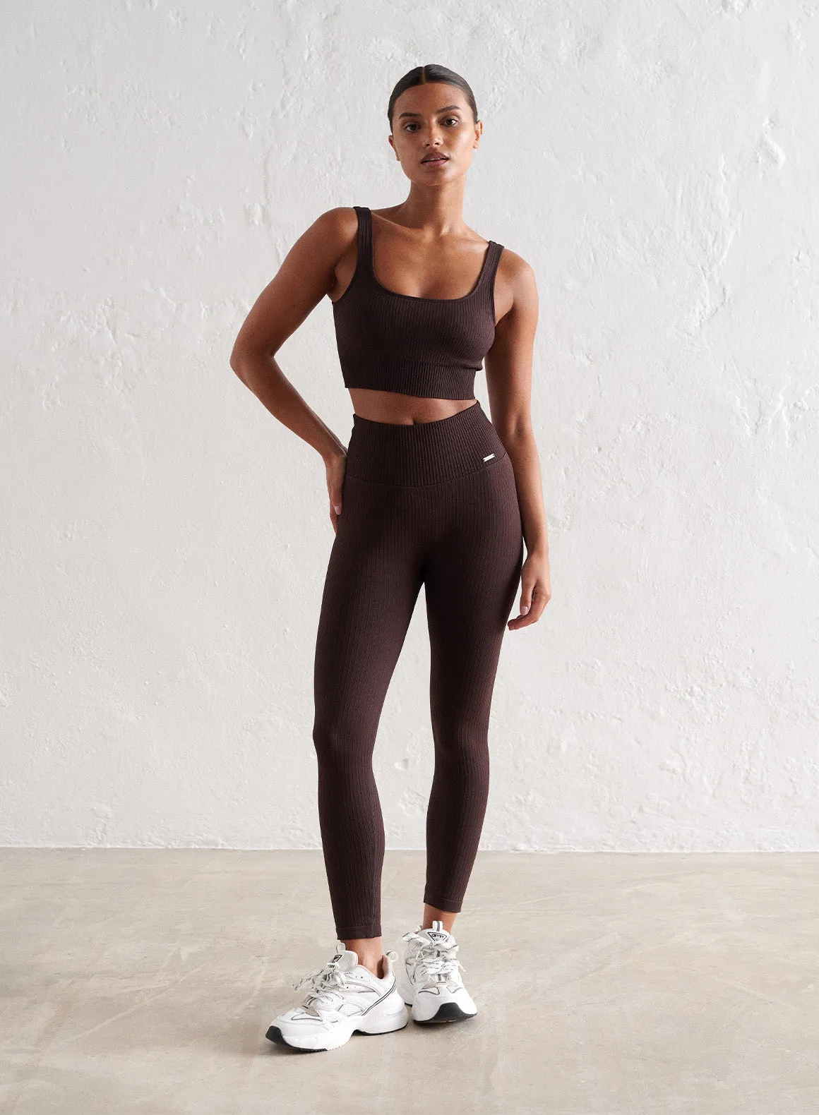 Cacao Ribbed Seamless Petite Tights