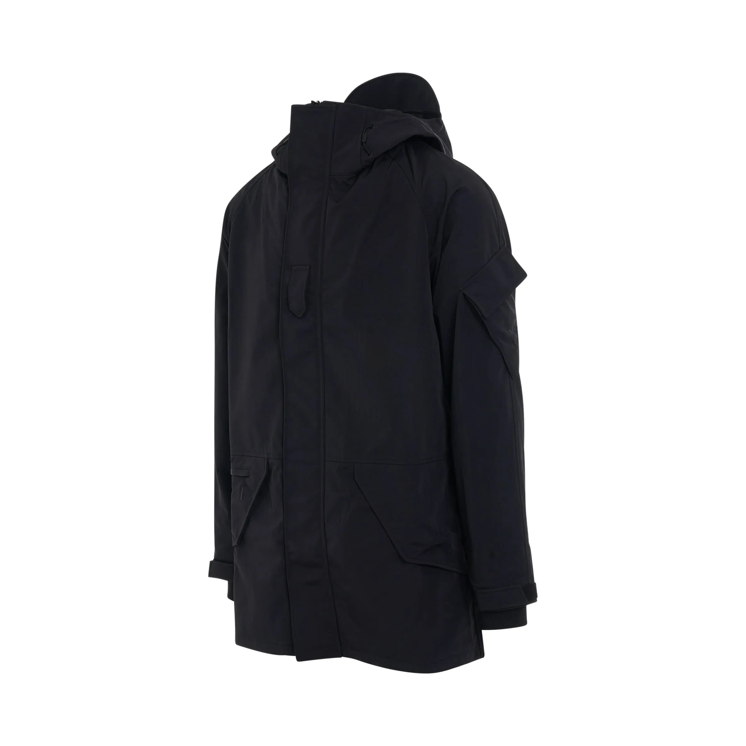 Classic Bonded Rip Hooded Parka in Black