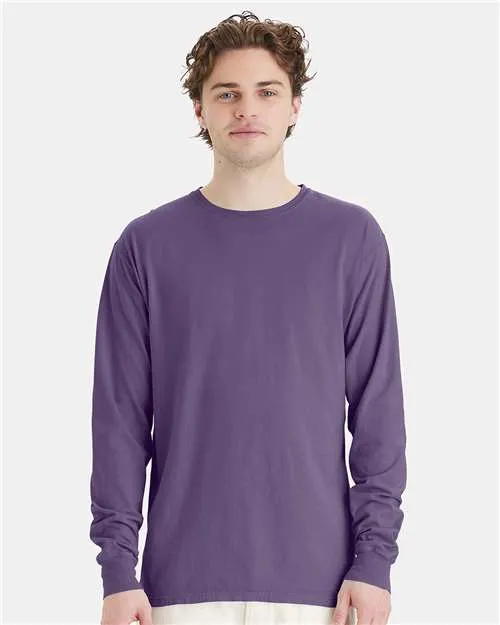 Custom Embroidered - ComfortWash by Hanes - Garment-Dyed Long Sleeve T-Shirt - Grape Soda - GDH200