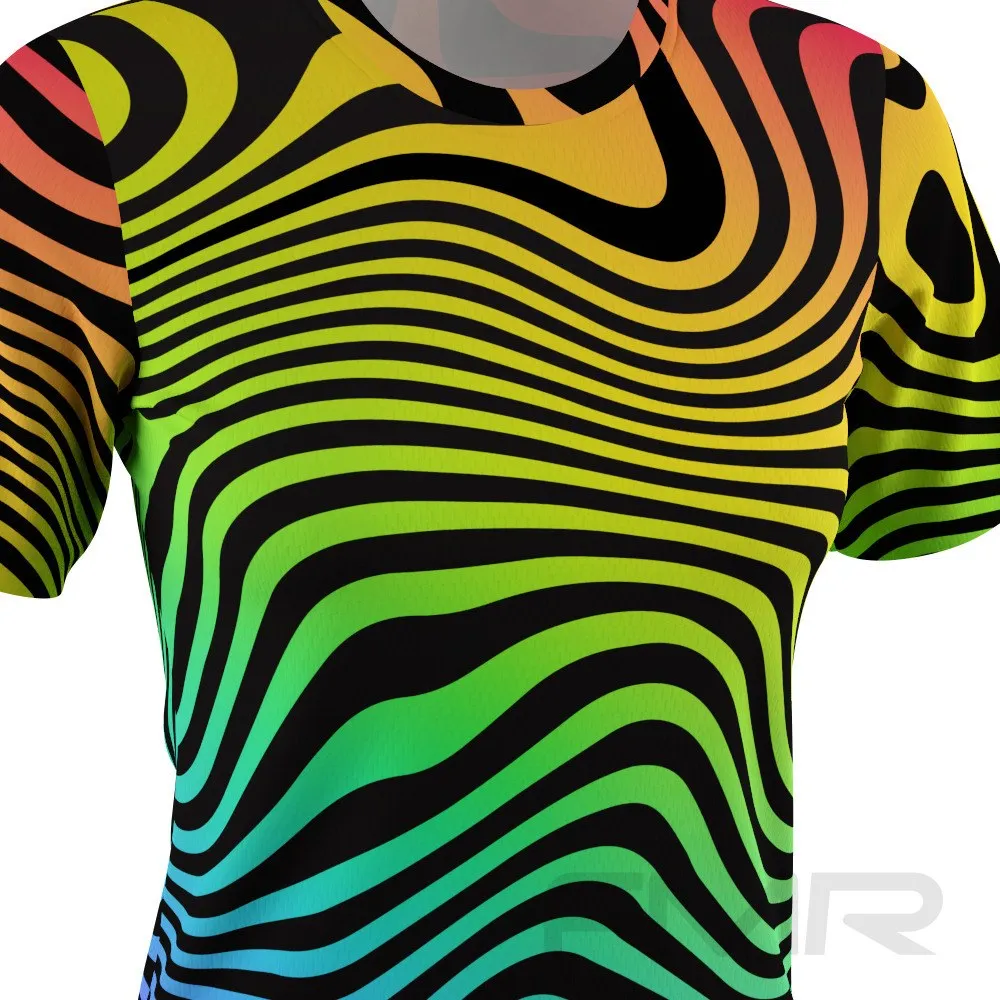 FMR Women's Rainbow Zebra Short Sleeve Running Shirt