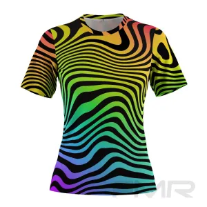 FMR Women's Rainbow Zebra Short Sleeve Running Shirt