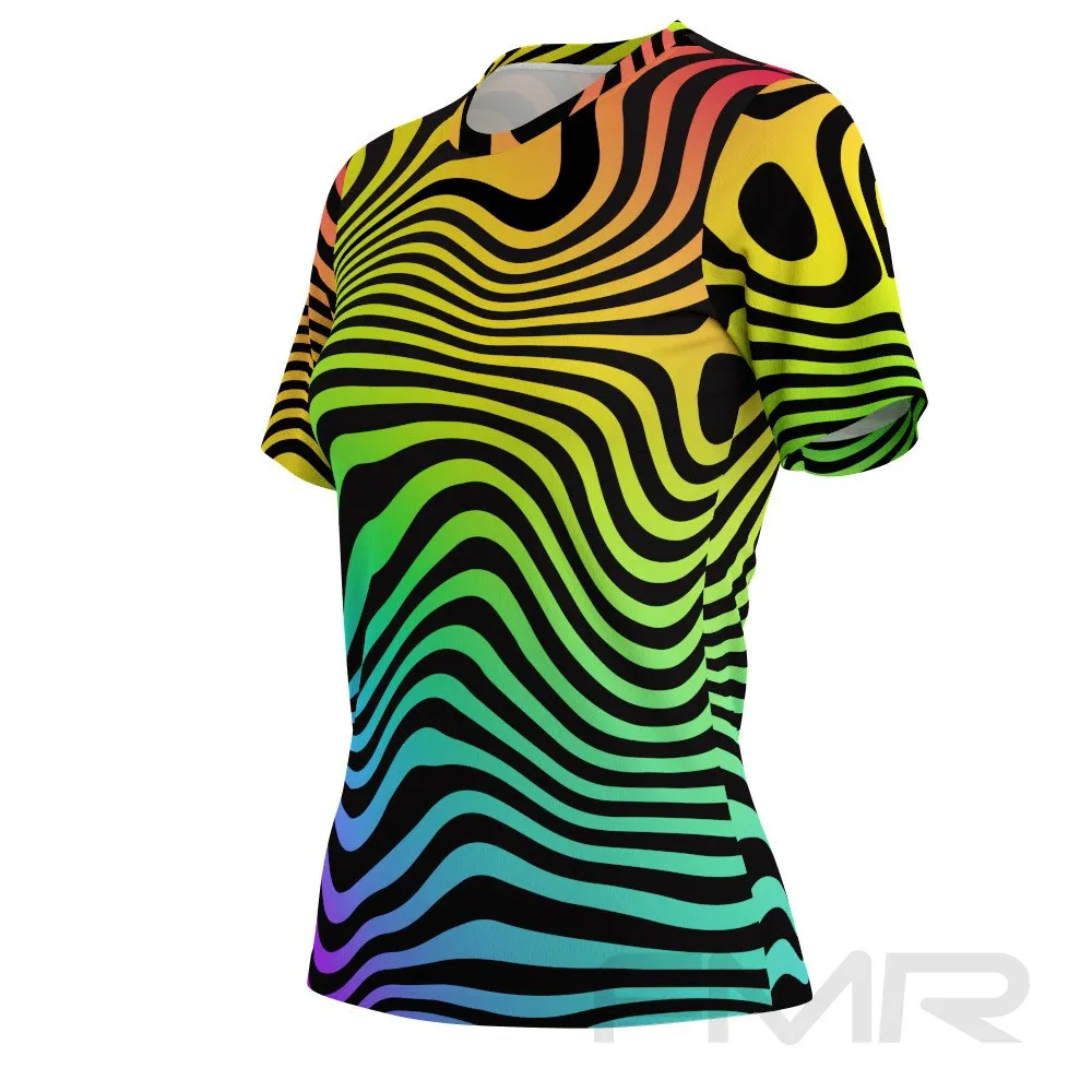 FMR Women's Rainbow Zebra Short Sleeve Running Shirt