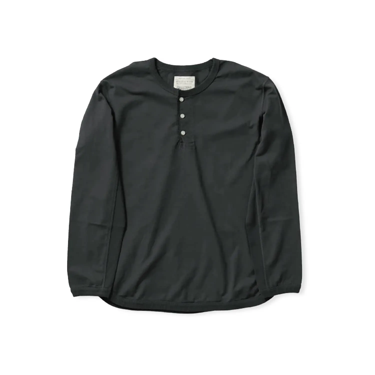 Full Count Flat Seam Heavyweight Long Sleeve Henley T-Shirt Ink Black