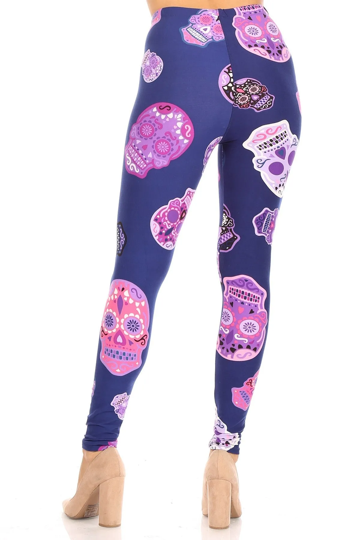 iZZYZX Women's Regular Purple Skull with Elastic Waist Pattern Printed Leggings