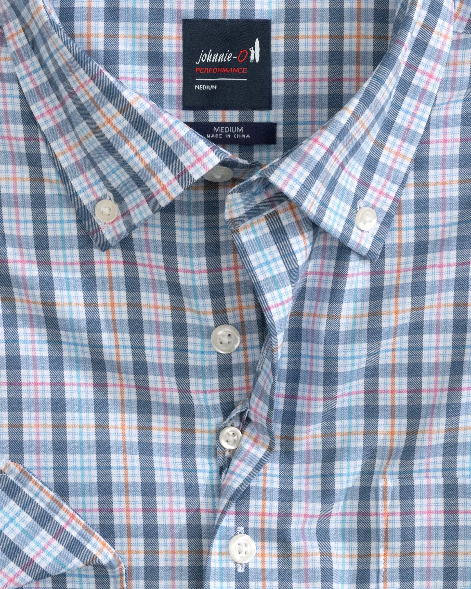 Johnnie-O Dells Performance Button Up Shirt in Navy