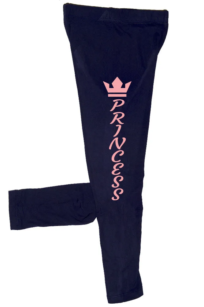 Kid's Light Pink Crown Princess Graphic Printed Leggings for 4~8 years old