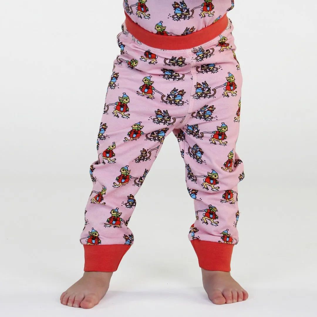 Leggings for baby with rabbits sledding