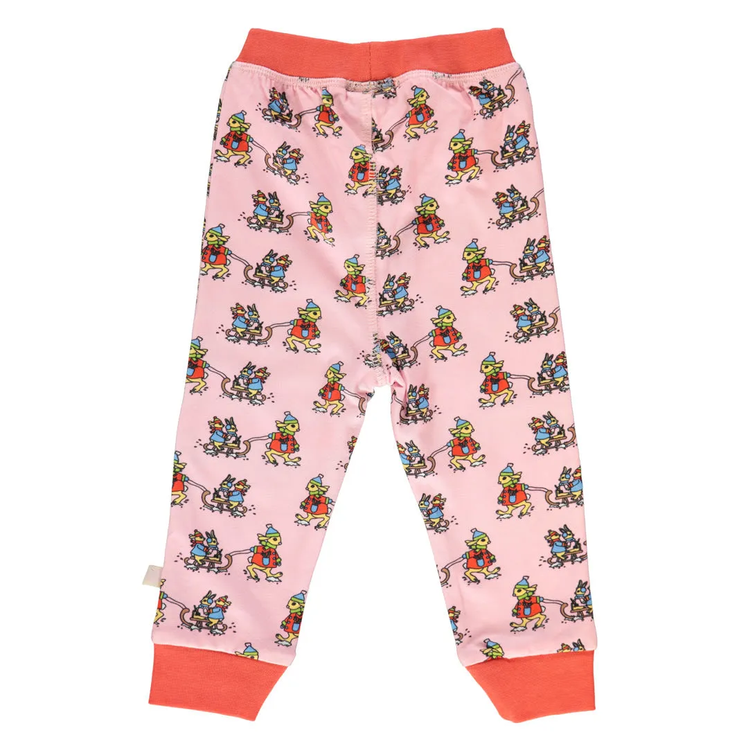 Leggings for baby with rabbits sledding