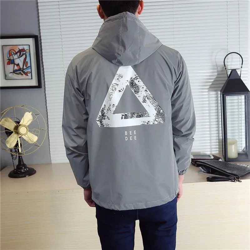 Men's Casual Reflective Hooded Windbreaker