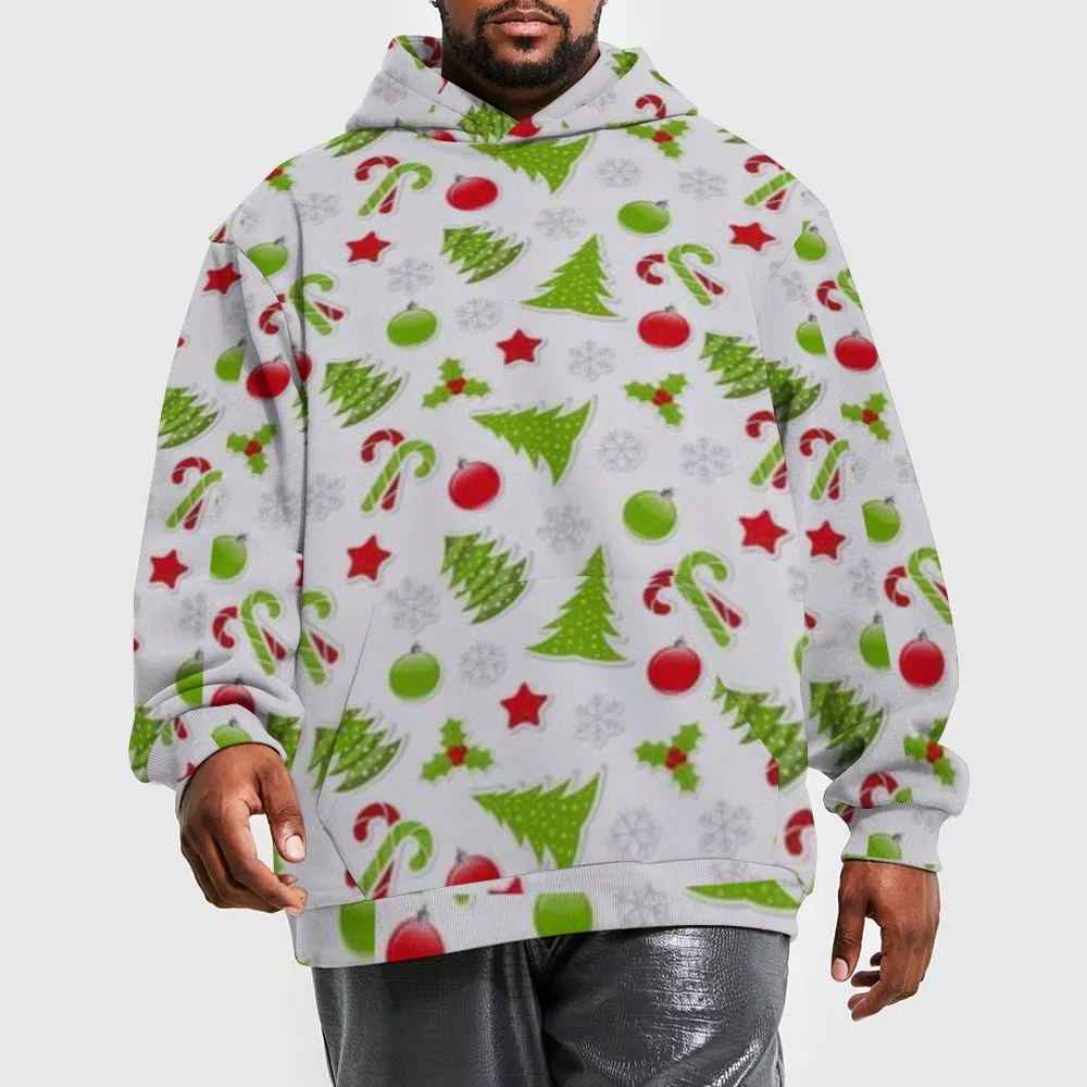 Mens Christmas Festival Graphic Pullover With Kangaroo Pocket Hoodies