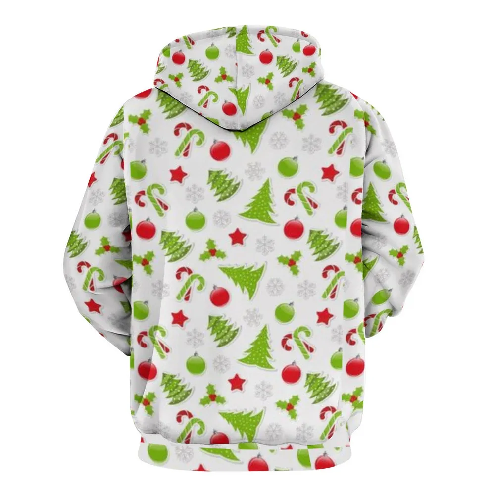 Mens Christmas Festival Graphic Pullover With Kangaroo Pocket Hoodies