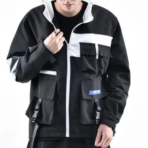 Men's Hooded Windbreaker With Pockets