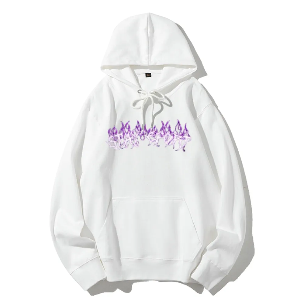 Mens Purple Flame Graphic Hoodies