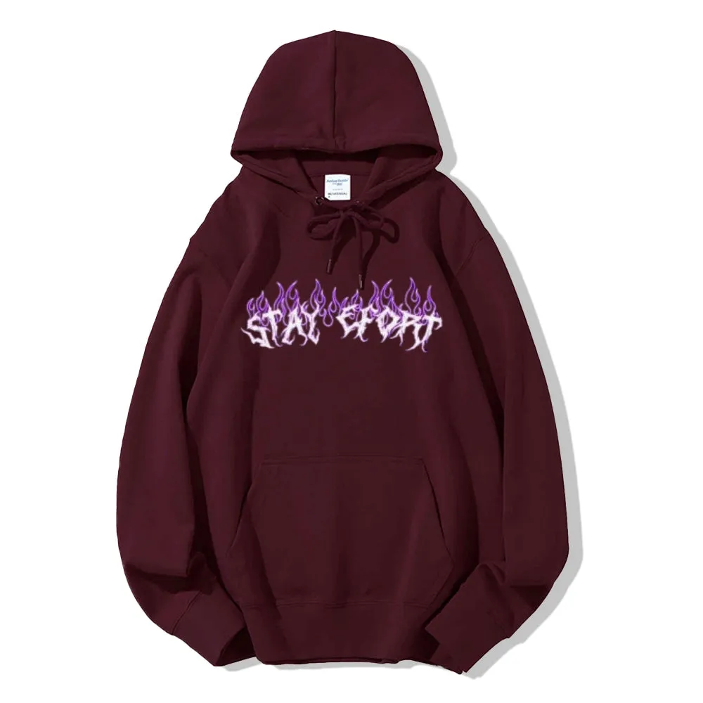 Mens Purple Flame Graphic Hoodies