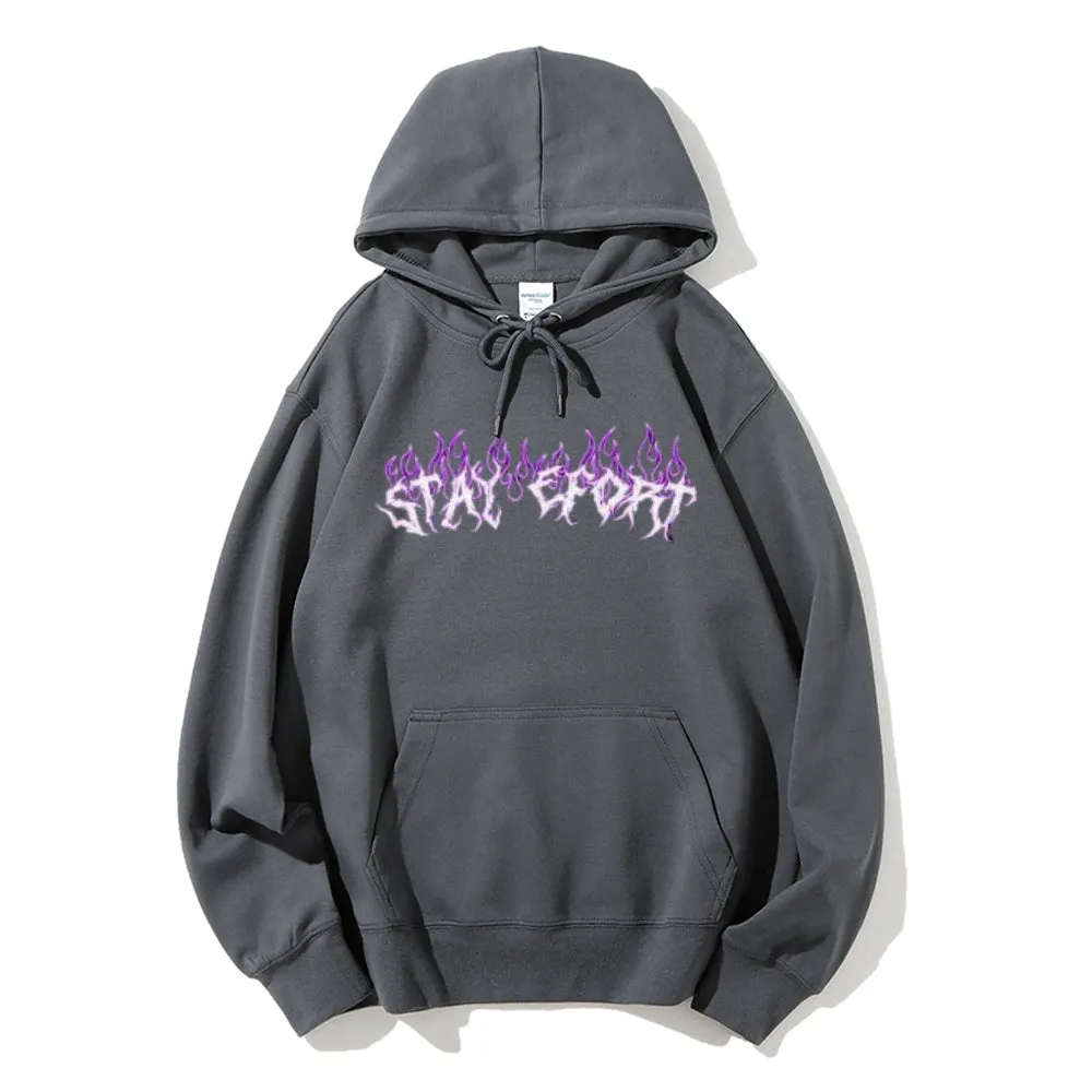 Mens Purple Flame Graphic Hoodies