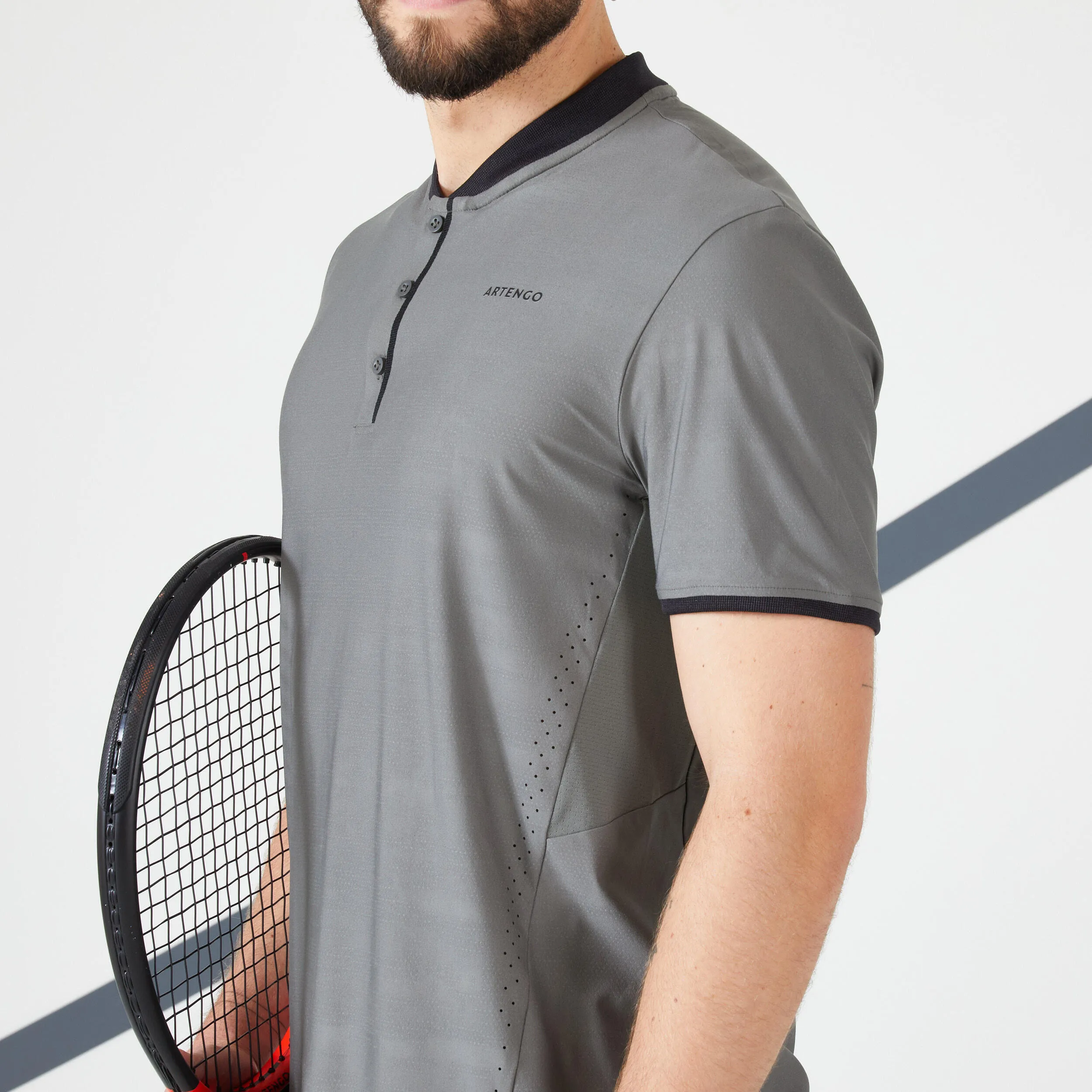 Men's tennis T-shirt - Dry  khaki ARTENGO, khaki gray