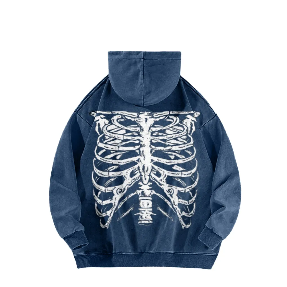 Mens Vintage Skeleton Print Hoodies