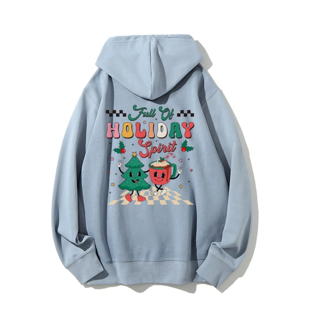 Merry Christmas Holiday Graphic Pullover With Kangaroo Pocket Hoodies