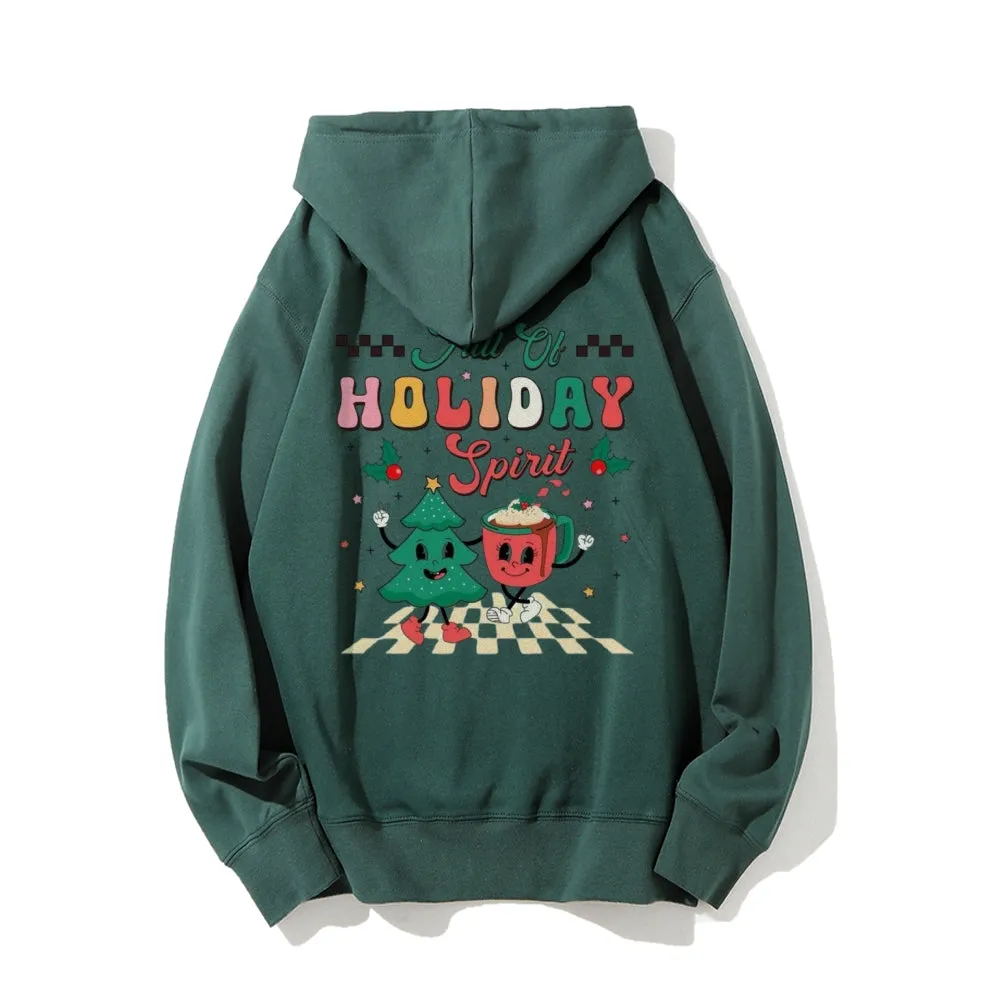 Merry Christmas Holiday Graphic Pullover With Kangaroo Pocket Hoodies