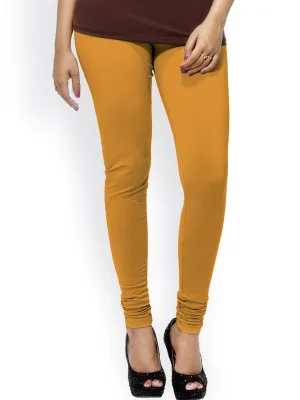 Mustard Plain Churidar Lycra Leggings