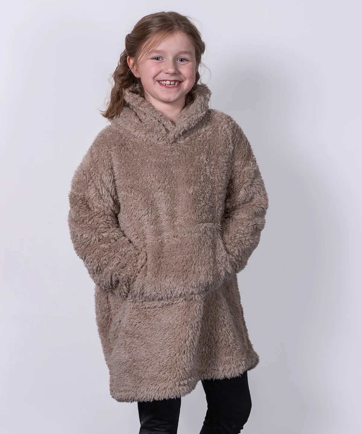 Natural - The kids Ribbon teddy bear fabric hoodie