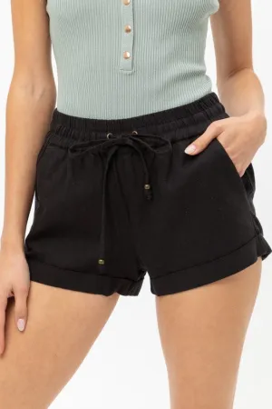 *Outlet* Sienna Linen Shorts (Black)