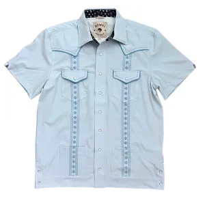 Pearl Snap Guayabera Performance Shirt--Colombian Blue