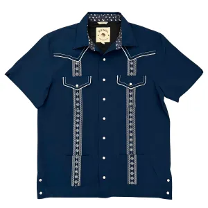 Pearl Snap Guayabera Performance Shirt--Midnight Navy