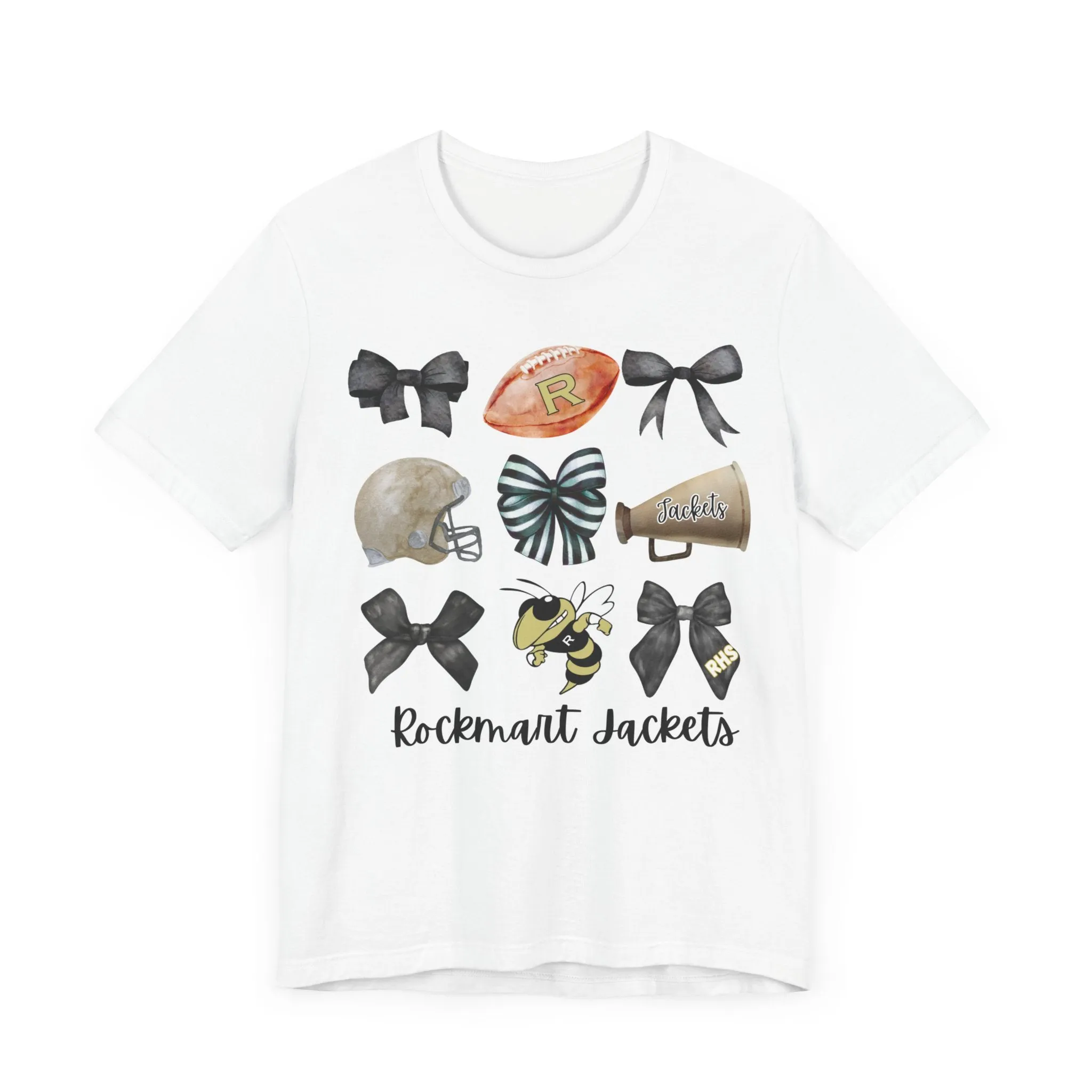 Rockmart Jackets Bows Football&Cheer Unisex Jersey Short Sleeve Tee