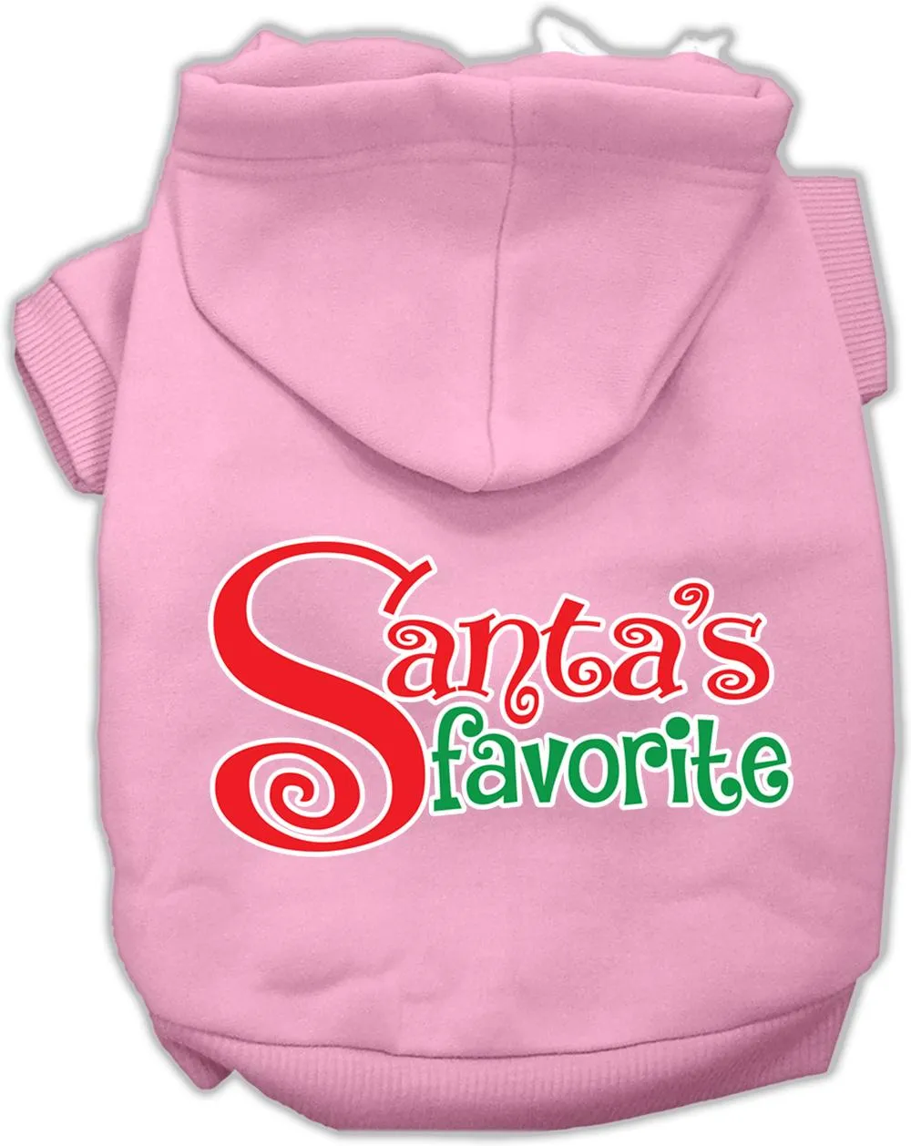 Santas Favorite Screen Print Pet Hoodie Light Pink Xxl (18)