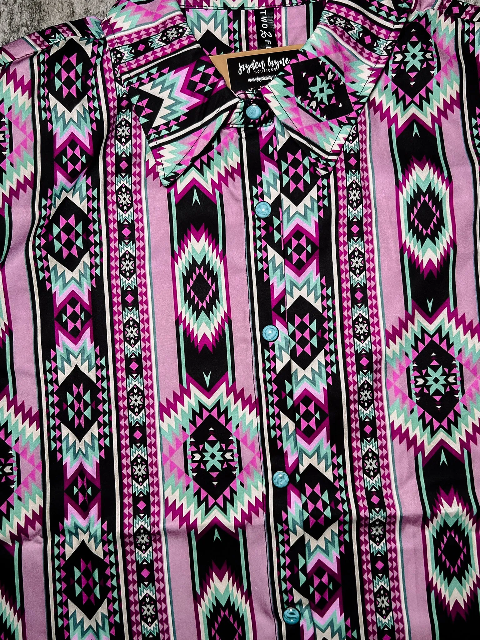 Shay Purple Aztec Snap Shirt