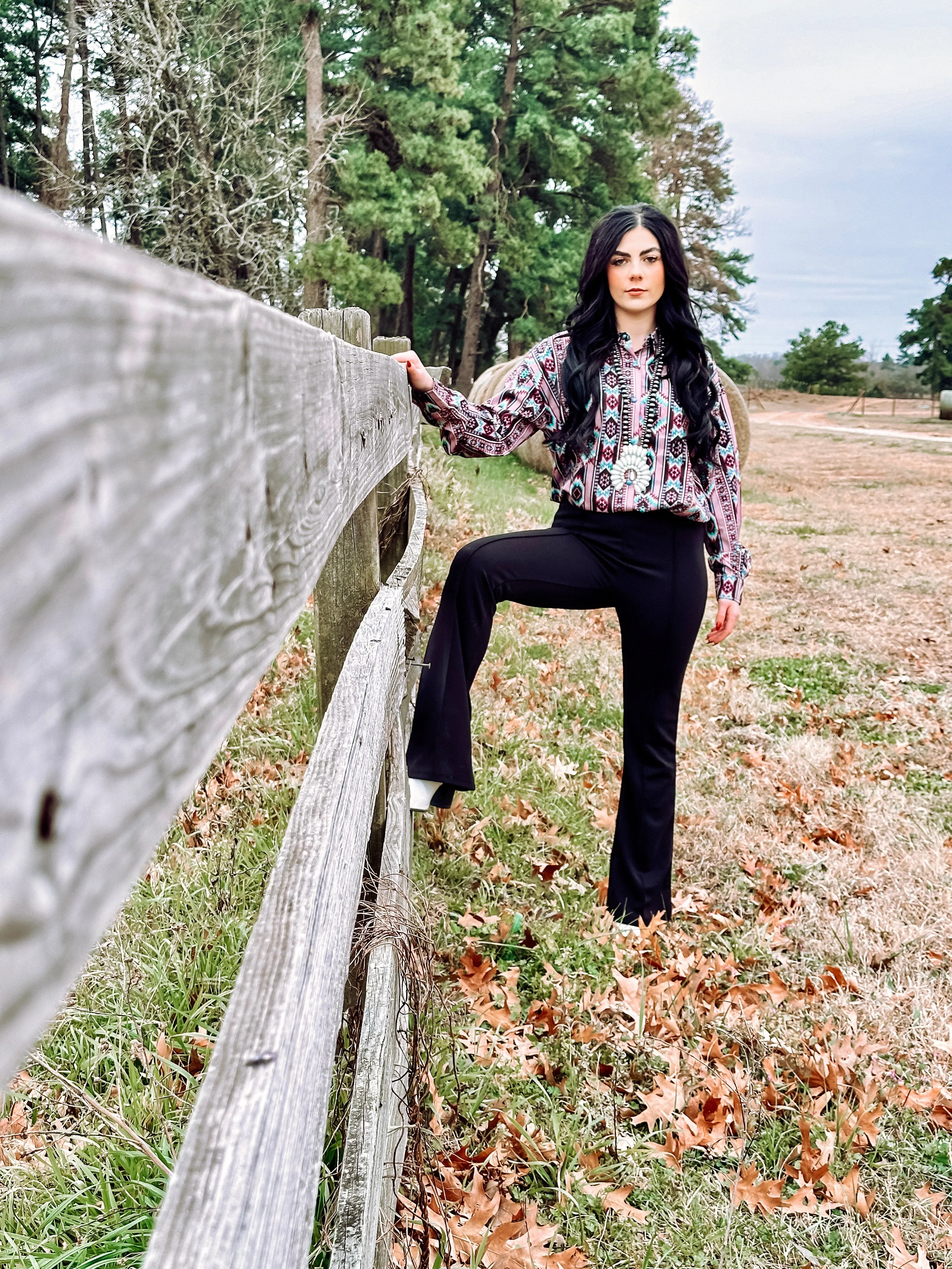 Shay Purple Aztec Snap Shirt