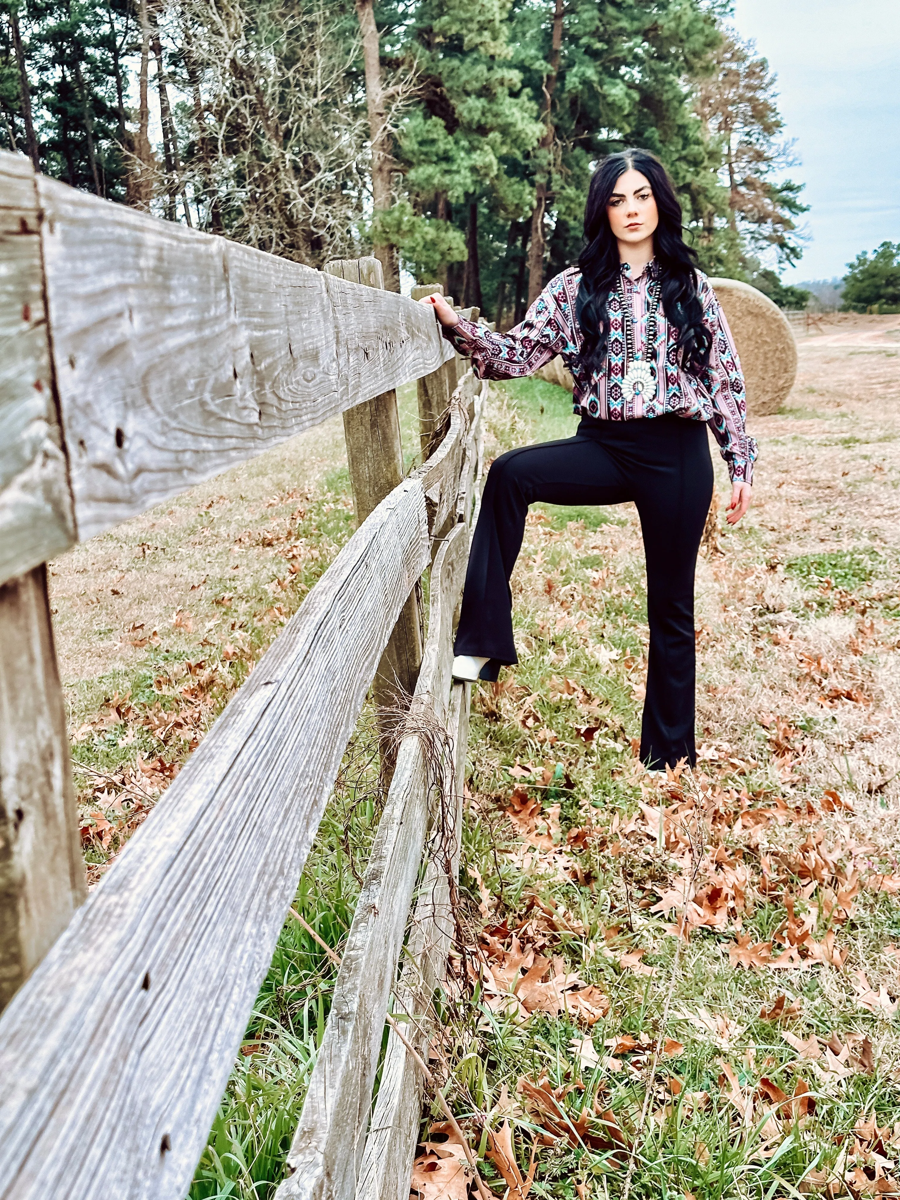 Shay Purple Aztec Snap Shirt