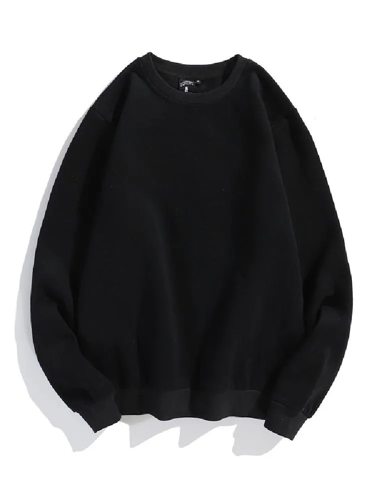 Solid Color Velvet Crewneck Hoodie